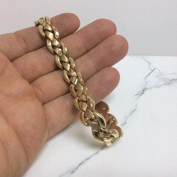 21.30 Grams 11.7mm Lady 14k Yellow REAL Solid Gold XO Hearts Fancy Bracelet 7.5' - Picture 6 of 9